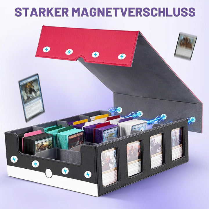 Sammelkarten Aufbewahrungsbox mit Commander Display; 2400+ Deck Box für MTG mit abnehmbarem Deckel;