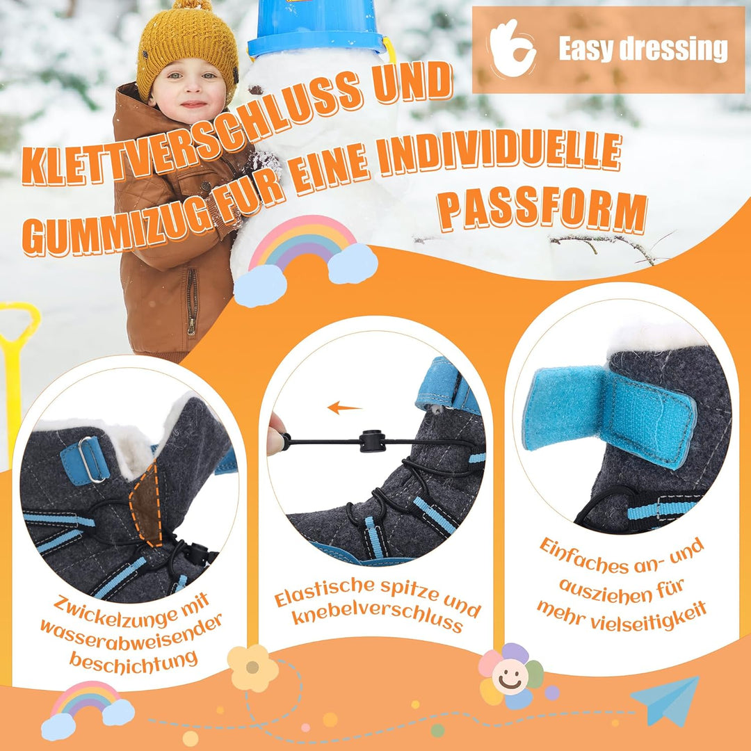 visionreast Winterstiefel Mädchen Winterschuhe Kinder Junge Wanderschuhe mit Wollfutter Schneestiefe