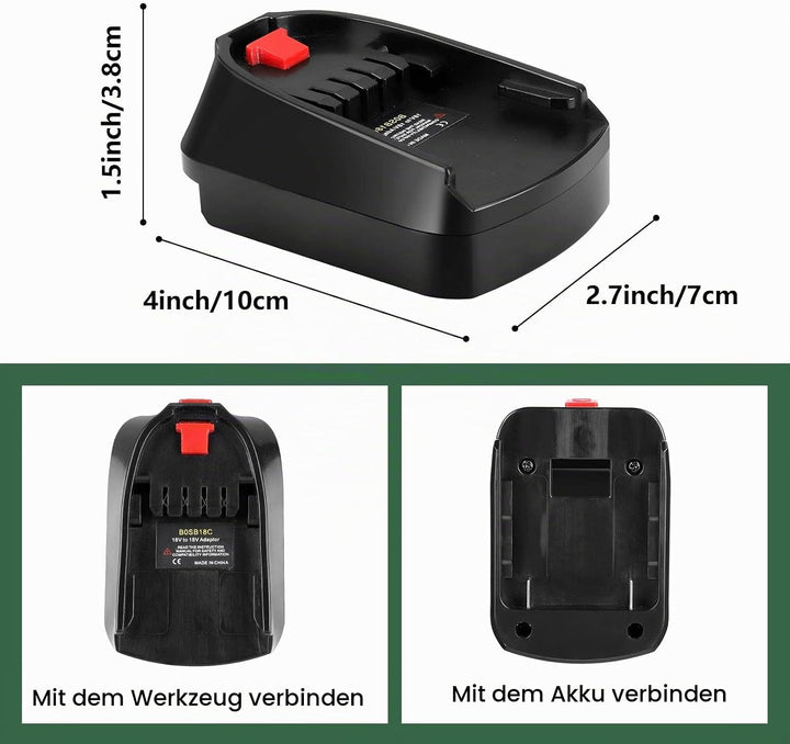 TPDL Adapter für Bosch Professional 18V System GBA Akku und für Bosch 18V PBA Grüne Elektrowerkzeuge