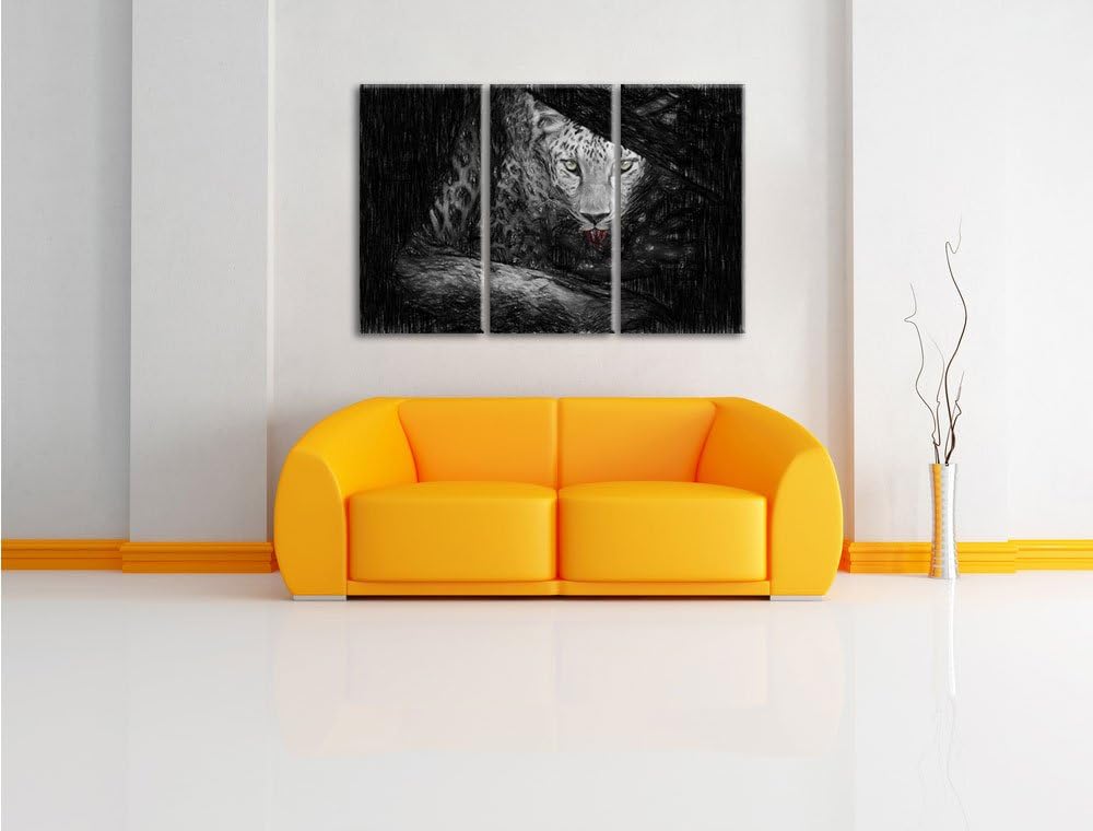 Pixxprint Neugieriger Gepard als Leinwandbild/Grösse: 3 Teilig (120x80) cm/Wandbild/Kunstdruck/ferti