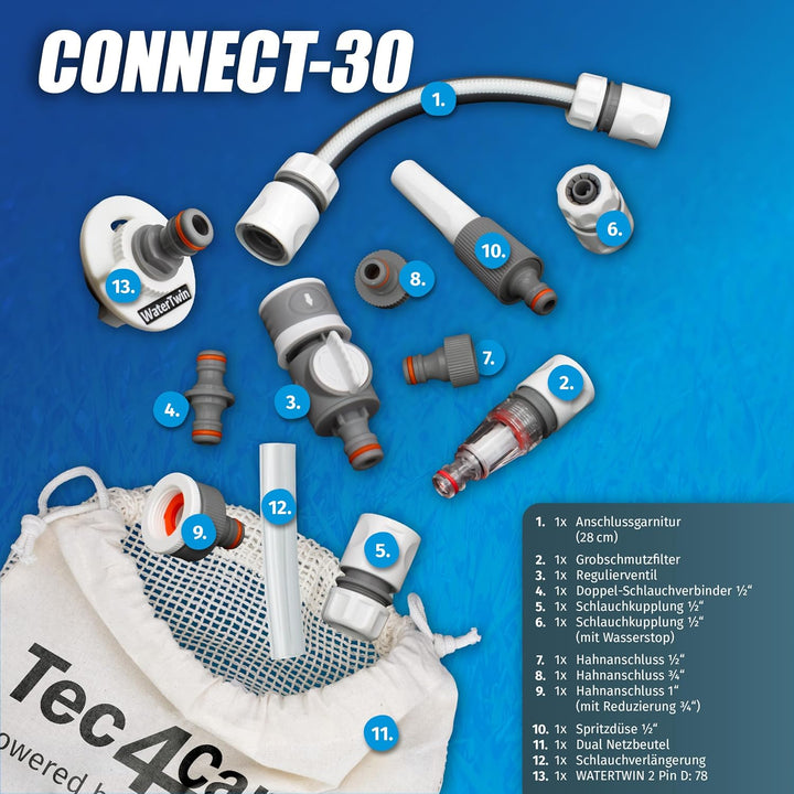 MaJoCompTec® CONNECT-30 Wohnmobil Wasser Tank Set| Caravan Einfüllstutzen Tankdeckel Zubehör (Anschl