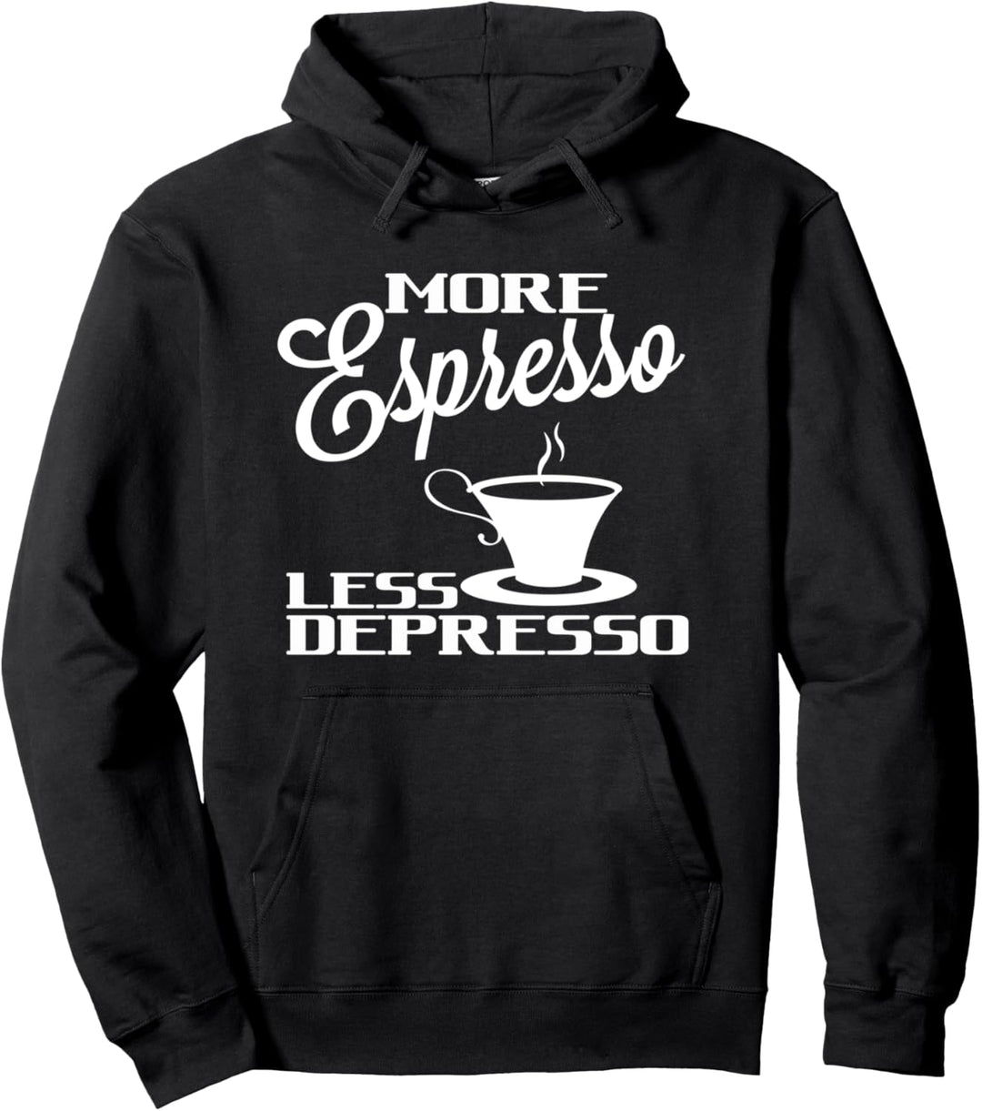 More Espresso Less Depresso - Kaffeeshirt für Herren Lustig Pullover Hoodie