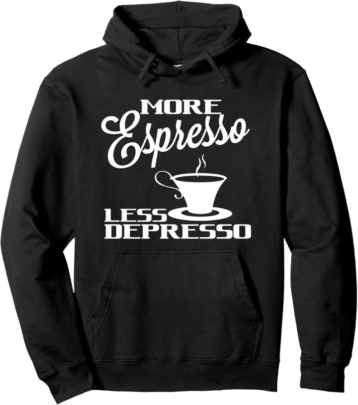 More Espresso Less Depresso - Kaffeeshirt für Herren Lustig Pullover Hoodie