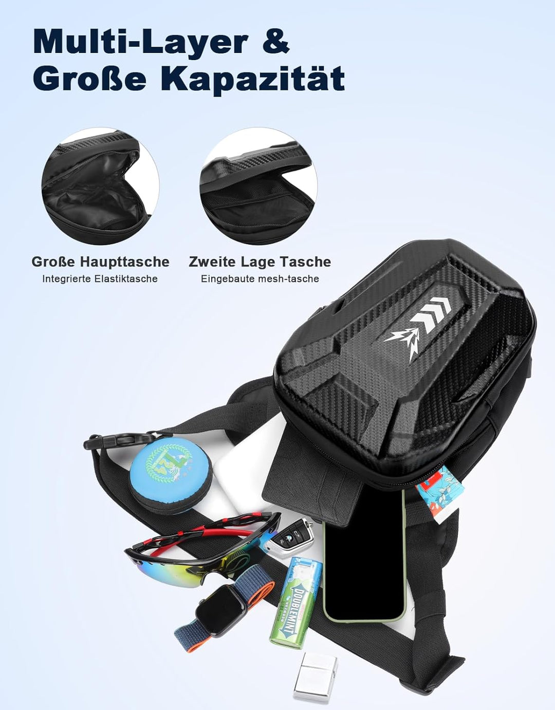 Rolgno Beintasche Motorrad, Bauchtasche Gürteltasche Herren Damen, [Erweiterter Stauraum] Oberschenk