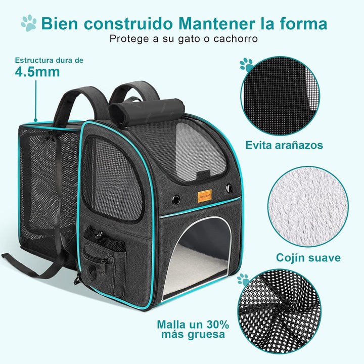 Morpilot Erweiterbar Katzenrucksack Grosse Katzen, Hunderucksack bis 8 kg Katzen Rucksack Gross für