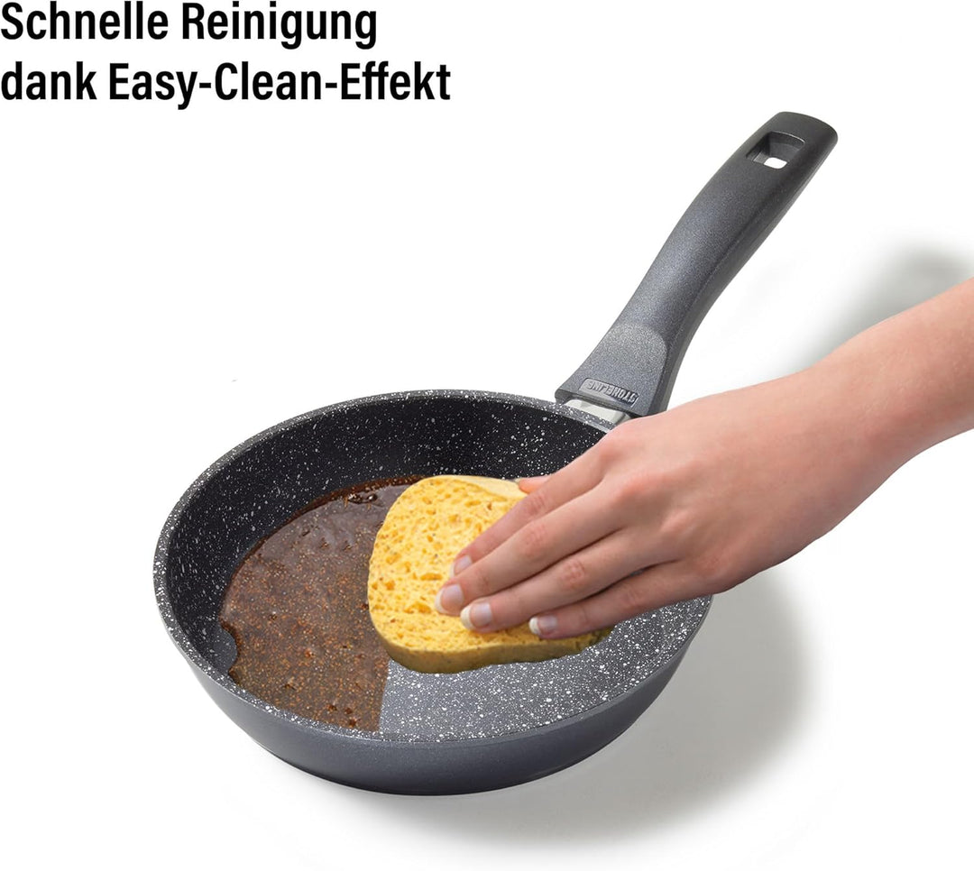 STONELINE Bratpfanne 18 cm, induktionsgeeignet, Aluguss, Antihaftbeschichtung mit echten Steinpartik