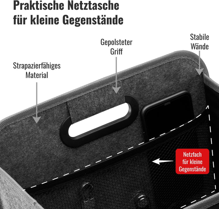 Achilles Auto-Faltbox XL - Kofferraumtasche Mit Grossem Stauraum - Grosse Filz-Einkaufstasche - Aufb