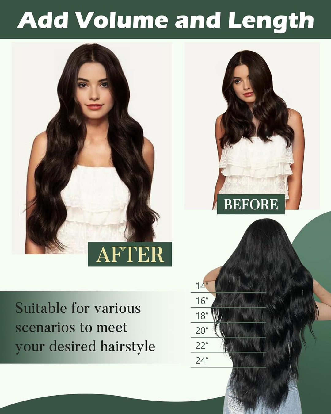 Ugeat Braun Tressen Echthaar Extensions 60cm Echthaar Extensions Tressen Dunkelbraun Echthaar Tresse