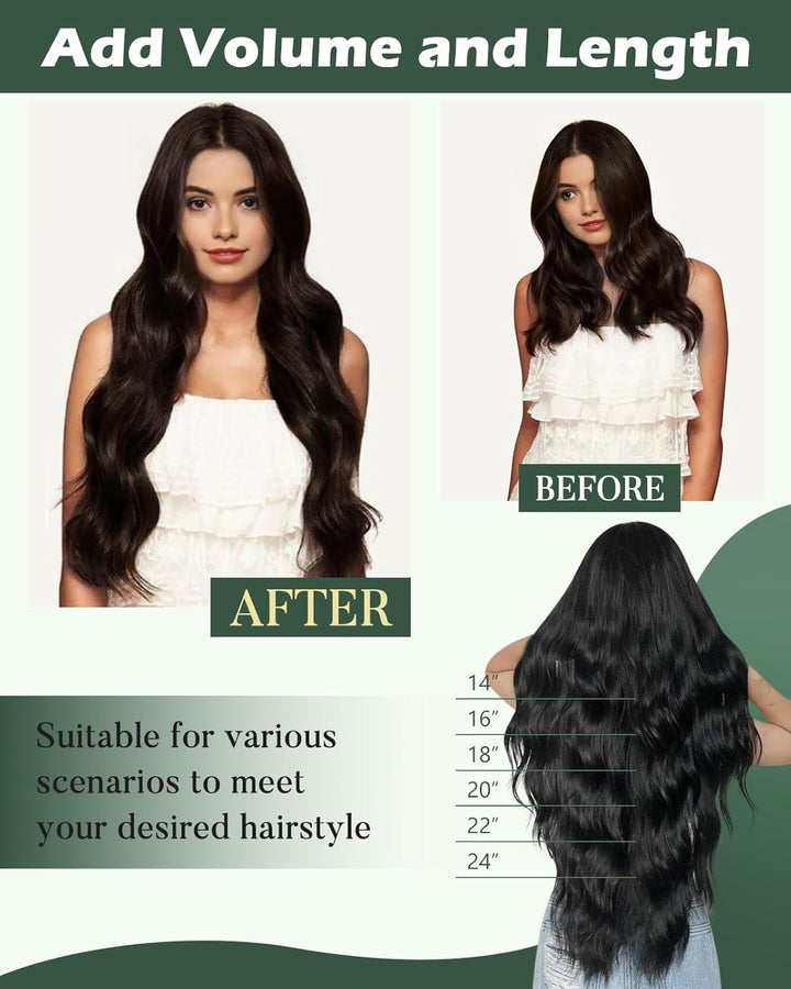 Ugeat Braun Tressen Echthaar Extensions 60cm Echthaar Extensions Tressen Dunkelbraun Echthaar Tresse