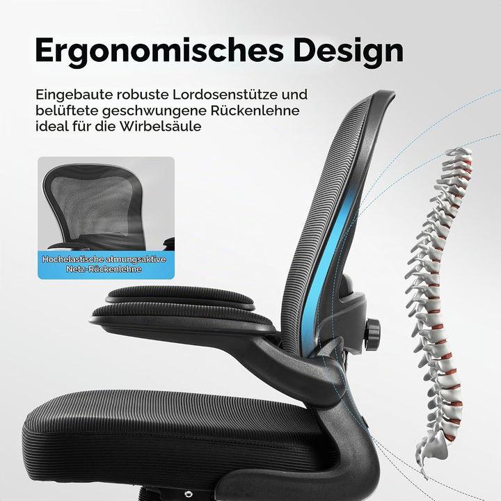 ALPHA HOME Bürostuhl Ergonomischer Schreibtischstuhl mit Lendenwirbelstütze, Höhenverstellbar, Büros