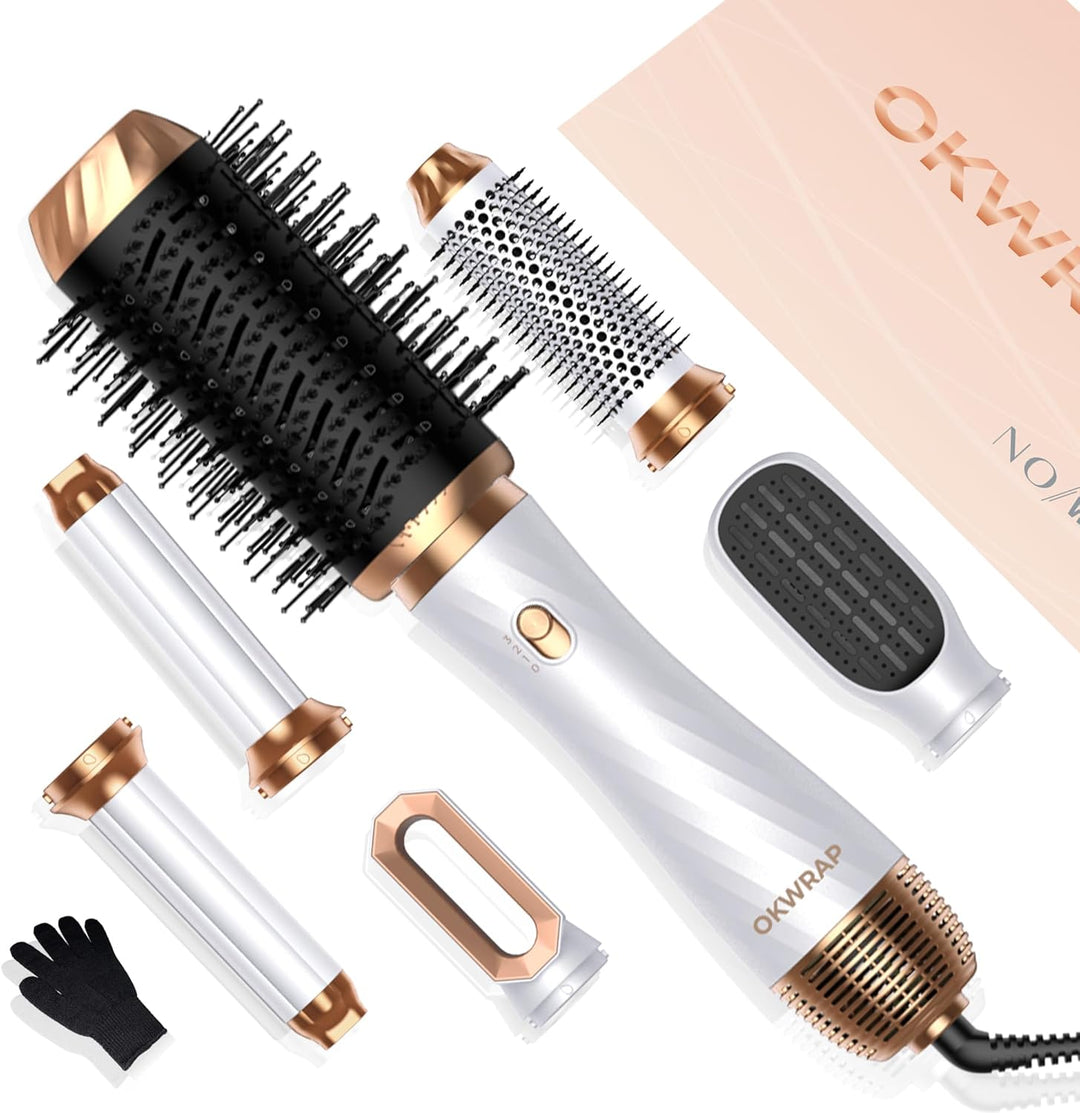 OKWRAP Hair Styler Set, Airstyler 6 In 1 Mit Rundbürstenföhn Haarstyler Warmluftbürste Thermal Brush