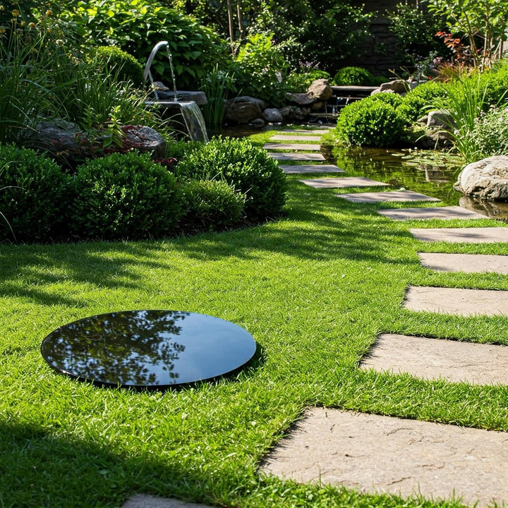 Wasserschale/Wasserspiegel Rund 80, Gartendekoration für Terrasse und Rasen, Dekorative Schachtabdec