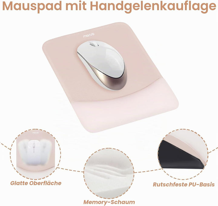 MOSISO Handgelenkstütze für Mauspad&amp;Tastatur Set, Rechteckig Ergonomisch Mauspad Rutschfest Basis Ho