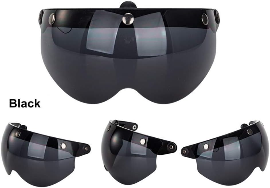 Wopohy Helmvisier Universelles 3 Druckknopf Winddichtes Sonnenschutz Halbgesicht-Retro Motorradhelm