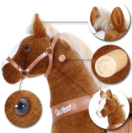 PonyCycle Offizielle Klassisch Modell U Reiten auf Pferd Spielzeug Plüsch Lauftier Braunes Pferd mit