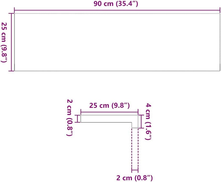 Treppenstufen aus Massivholz Eiche 2 Stück Braun-Schwarz 90 x 25 x 2 cm, fein geschliffen, als Trepp
