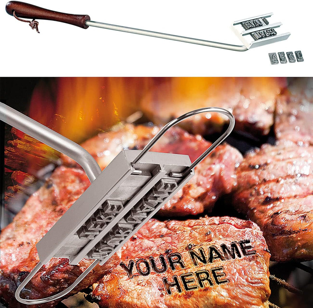 infactory Grilleisen: 2er-Set BBQ-Brandeisen mit wechselbaren Buchstaben (Grillstempel, BBQ Grill Br