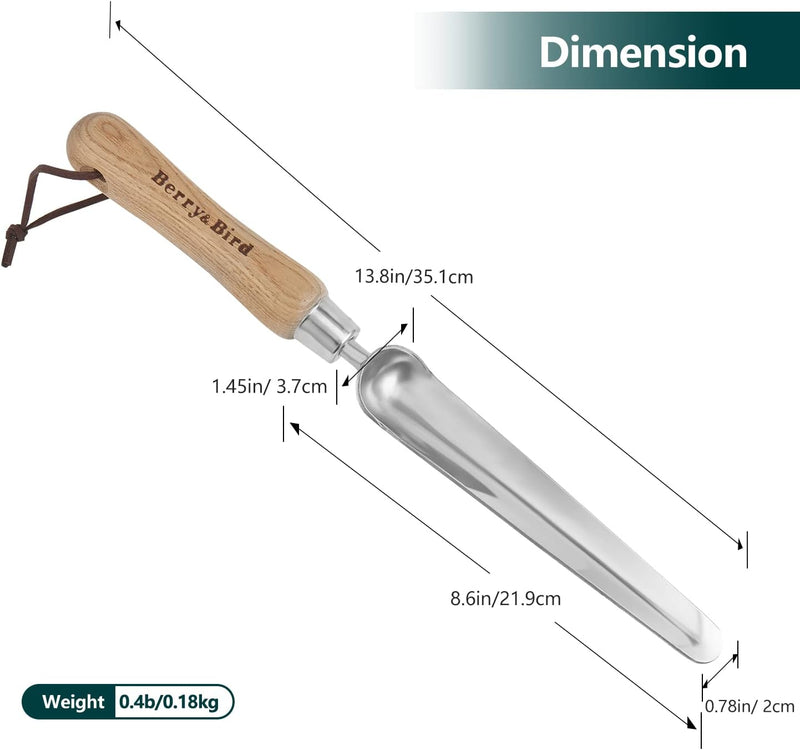 Berry&Bird Garden Unkraut jäten Schaufel, Edelstahl Widger mit Holzgriff Multifunktionale Hand Dibbl