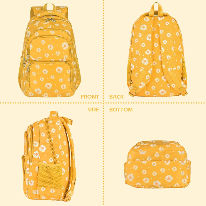 Schulrucksack Mädchen Teenager Damen Schultasche Rucksack Set Gänseblümchen Schulranzen für Mädchen