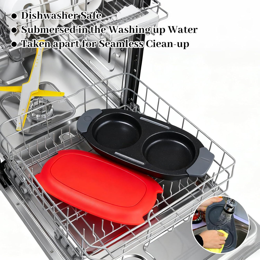KINDLUME Eierkocher Mikrowelle, Poached Egg Maker, Mikrowellenteller, 2-in-1 Mikrowellen Eierkocher