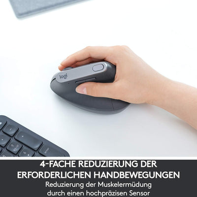 Logitech MX Vertical, Ergonomische Kabellose Maus, Bluetooth und 2.4 GHz Verbindung via Unifying USB