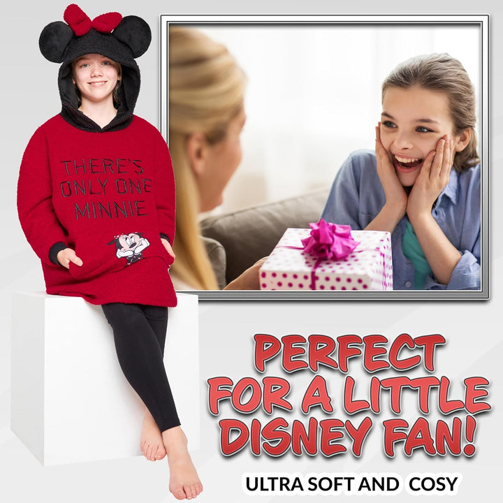 Disney Hoodie Decke Mädchen, Kuscheldecke mit Ärmeln, Fleece Kapuzenpullover, Hoodie Mädchen Geschen