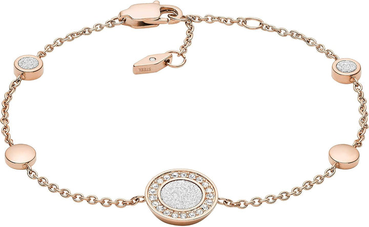 Fossil Armband Für Frauen Klassiker, Gesamtlänge: 165mm + 25mm Verlängerung Kette Rose Gold Edelstah