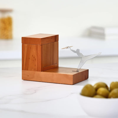 Alessi Zahnstocherhalter aus Holz, 5 x 11 x 11.5 cm