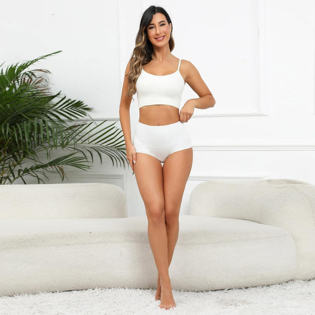 YaShaer Unterhosen Damen Baumwolle Hohe Taille Slips Hoher Taillenslip für Frauen Mehrpack S 5er Pac