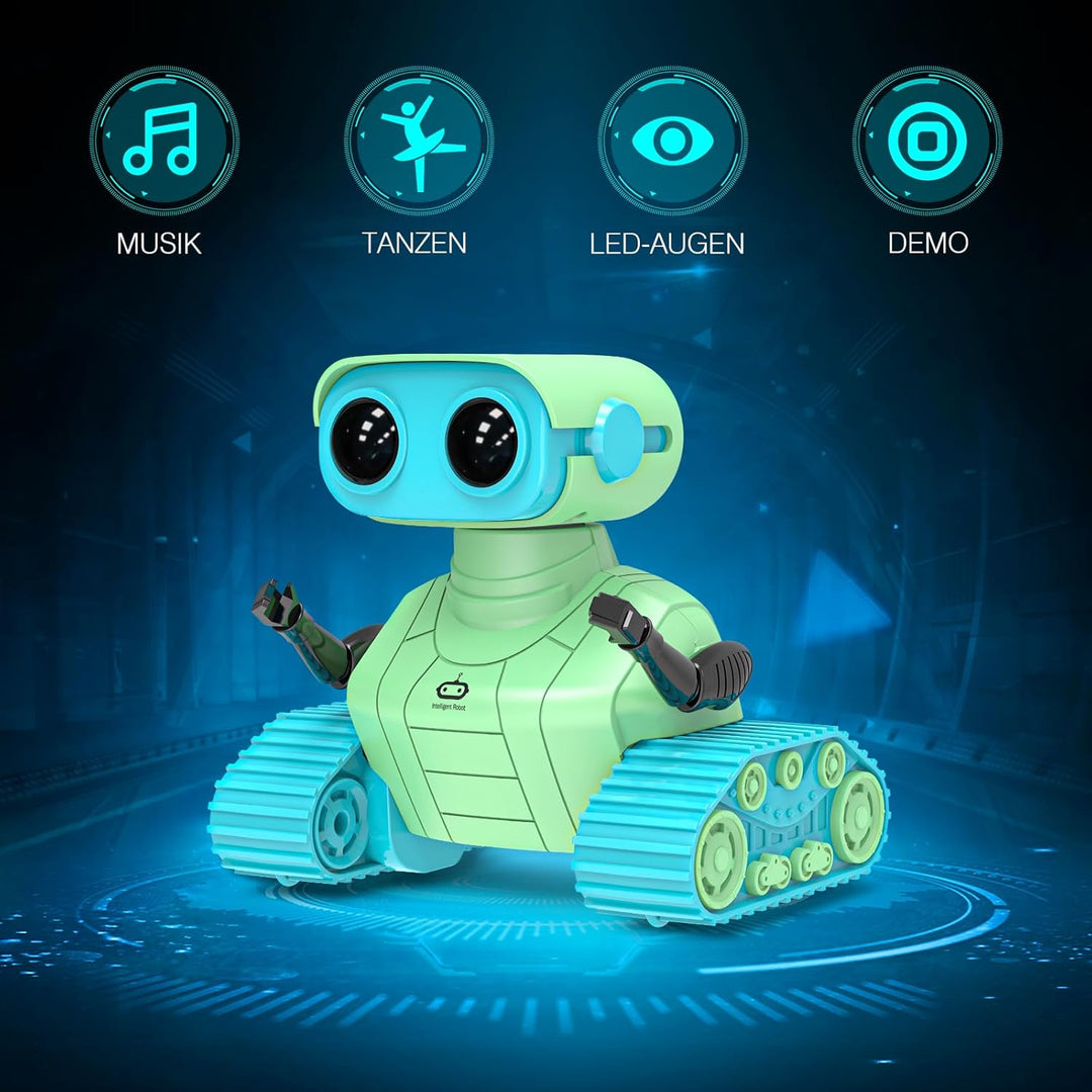 ALLCELE Roboter Kinder Spielzeug,wiederaufladbarer Ferngesteuerter Roboter mit LED-Augenmusik und lu