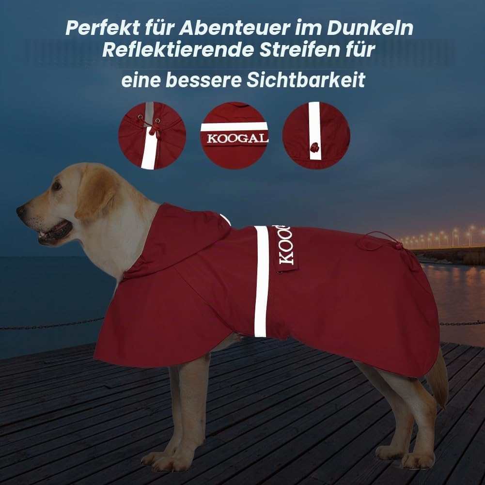 Grosse Hunde Regenjacken Mit Kapuze,Hunde Regenmantel,Mit Reflektierenden Sicherheitsstreifen, Wasse
