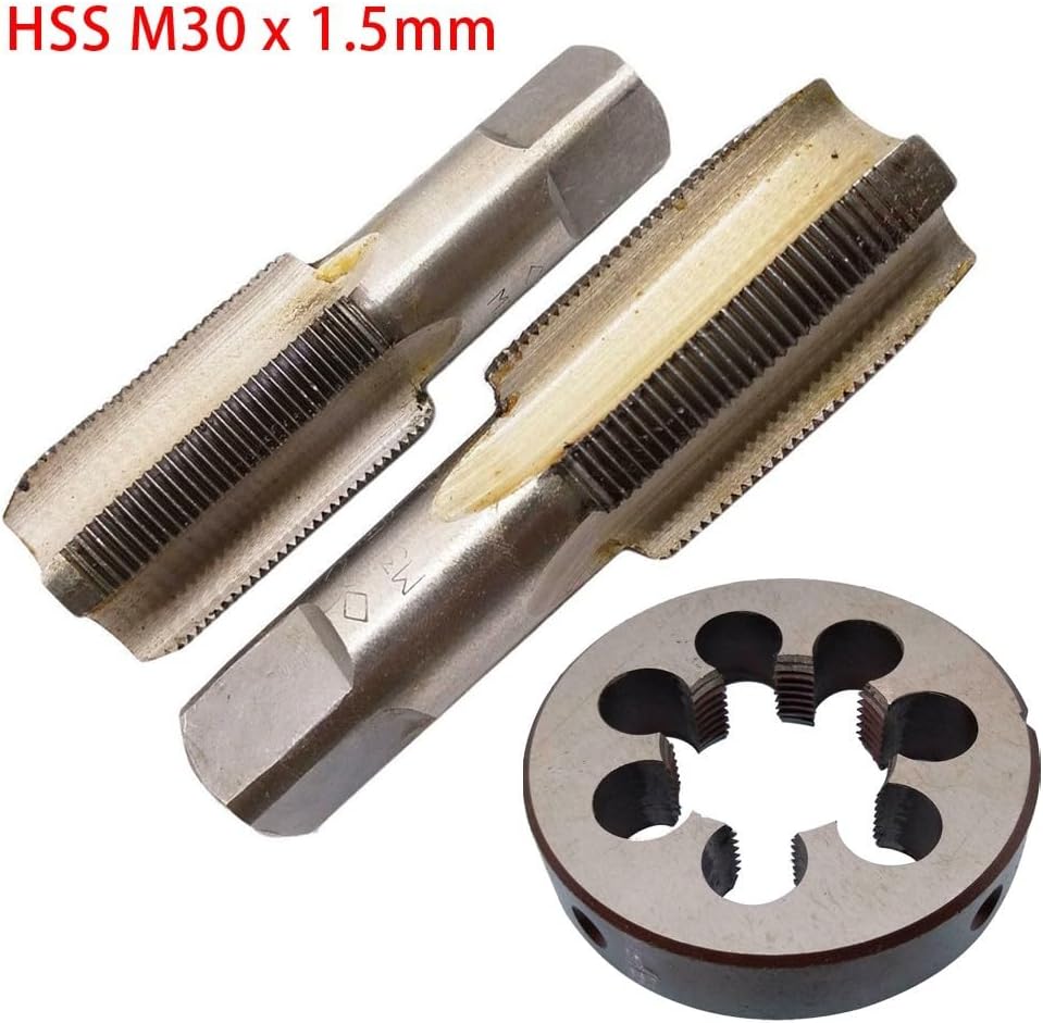 Gewindeschneider-Set, Hochgeschwindigkeitsstahl, M30 x 1,5 mm, Kegel und Gewindebohrer und M30 x 1,5