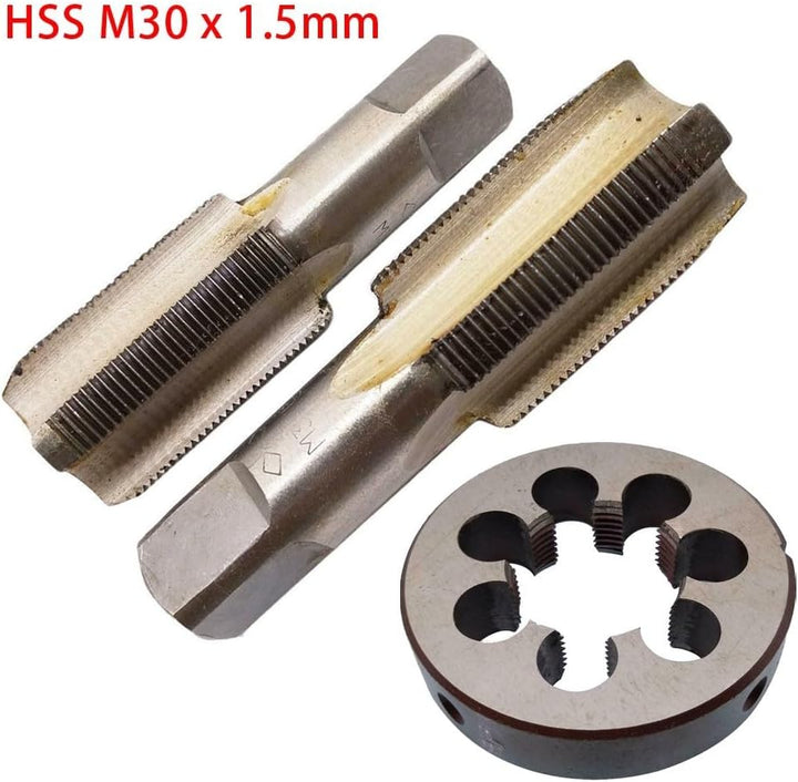 Gewindeschneider-Set, Hochgeschwindigkeitsstahl, M30 x 1,5 mm, Kegel und Gewindebohrer und M30 x 1,5