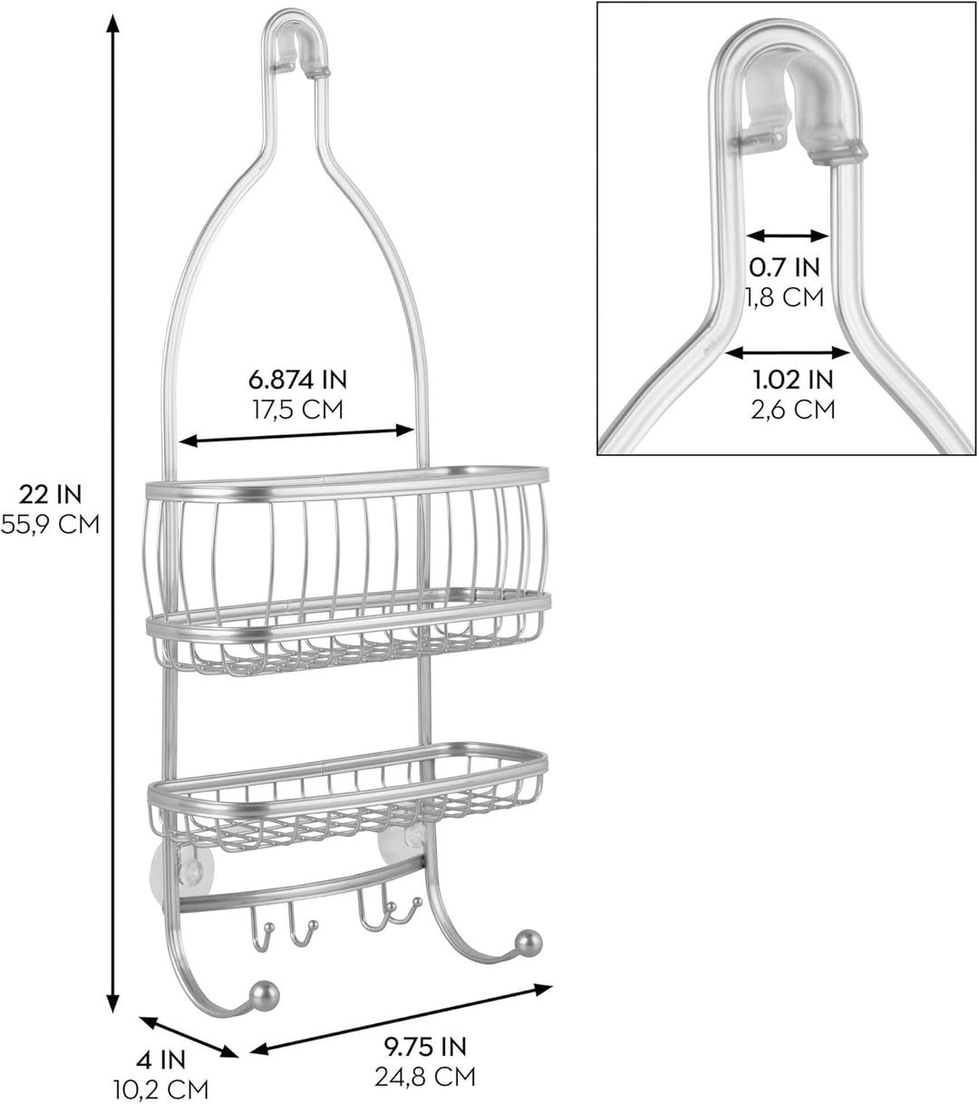 INTERDESIGN - York Lyra Shower Caddy, Silver 10" x 4" x 22", 10" x 4" x 22"