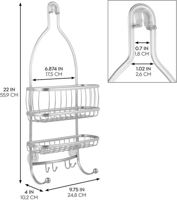 INTERDESIGN - York Lyra Shower Caddy, Silver 10" x 4" x 22", 10" x 4" x 22"