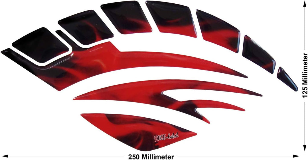 BIKE-label Tankpad Seitentank Motorrad Aufkleber Red Flammen 810010