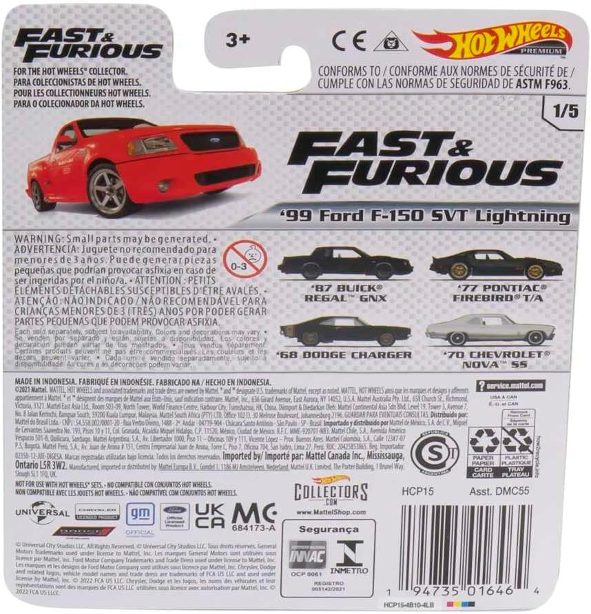FAST AND FURIOUS Die Cast Modellauto FORD F-150 '99 SVT Lightning 1999 - Massstab 1/64 Länge 7 cm -
