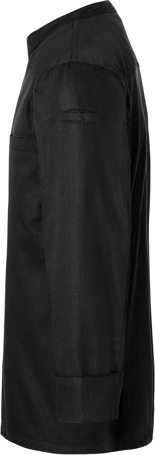 Karlowsky Langarm Überwurf-Kochhemd Basic Damen Herren Unisex 65% Polyester / 35% Baumwolle, Schwarz