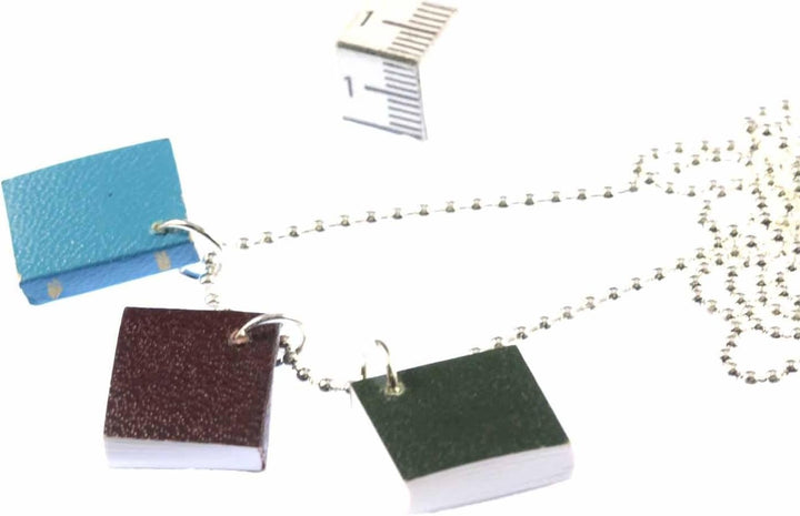 Miniblings 3er Bücher mit Seiten Halskette - Handmade Modeschmuck I Kette mit Anhänger Länge: 80cm -