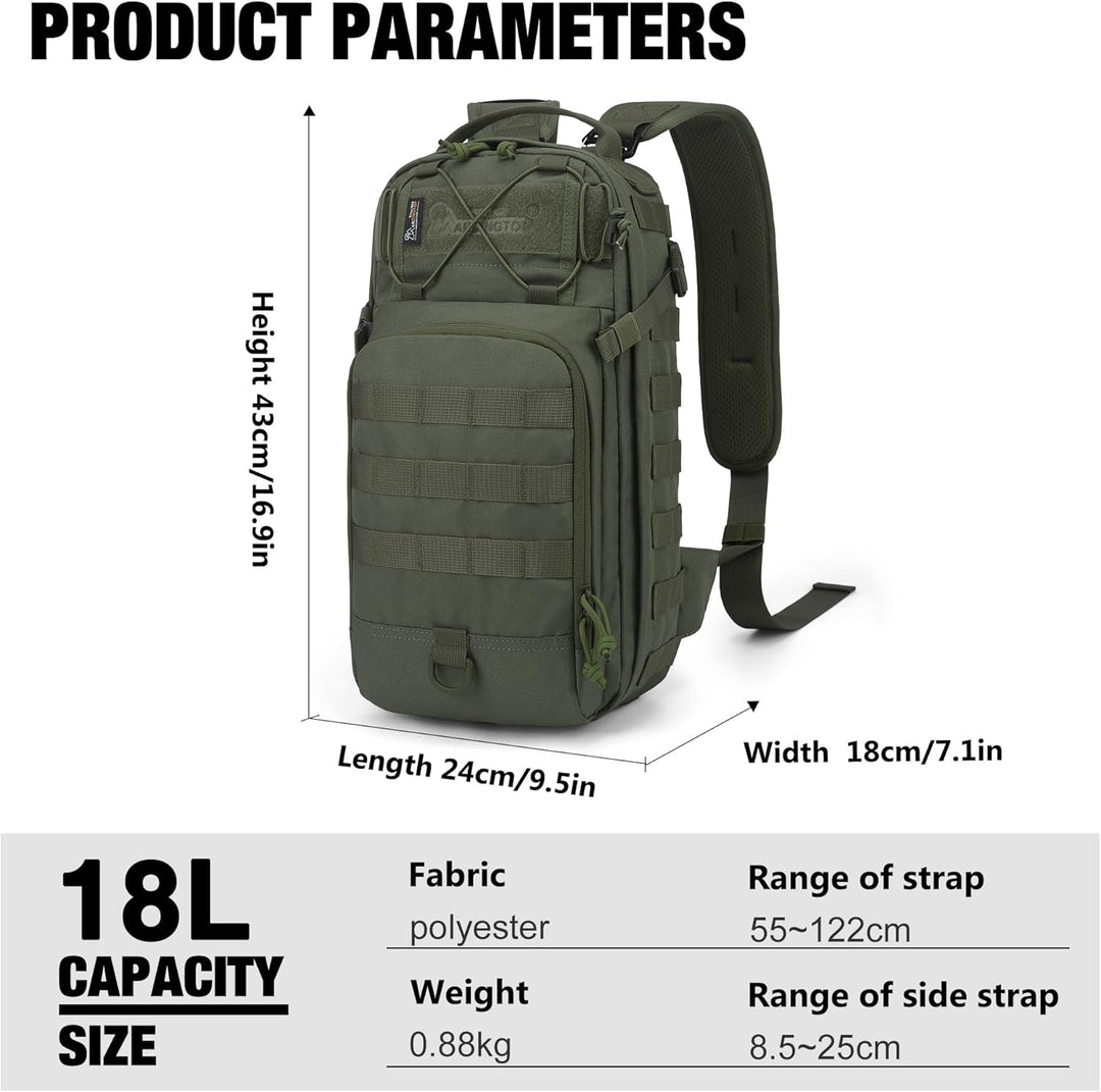 Mardingtop 18L Taktischer Rucksack für Herren mit abnehmbaren Schultergurten Vielseitiger 3-in-1 Ruc