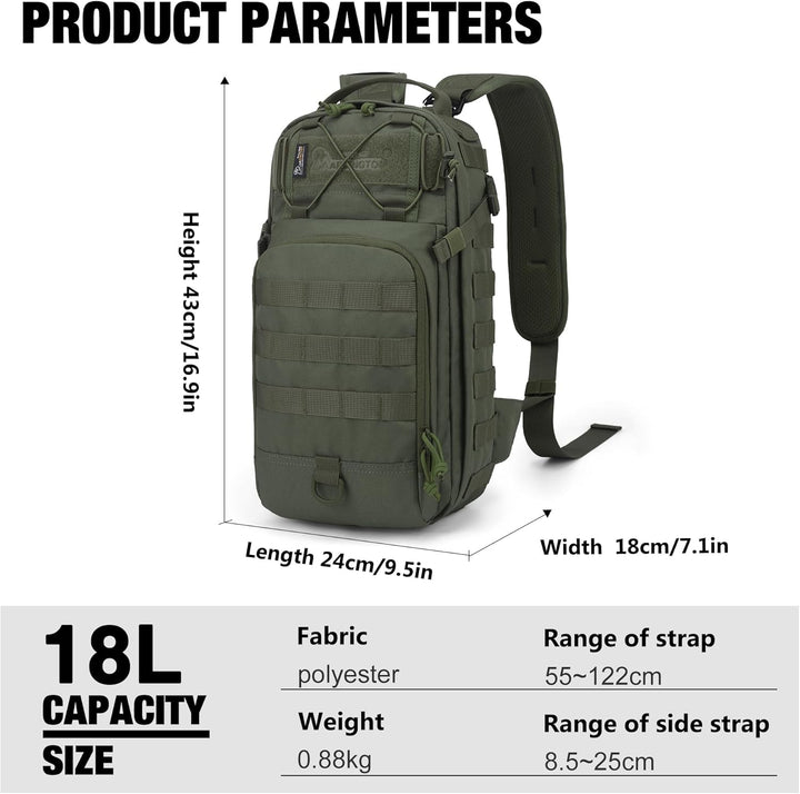 Mardingtop 18L Taktischer Rucksack für Herren mit abnehmbaren Schultergurten Vielseitiger 3-in-1 Ruc