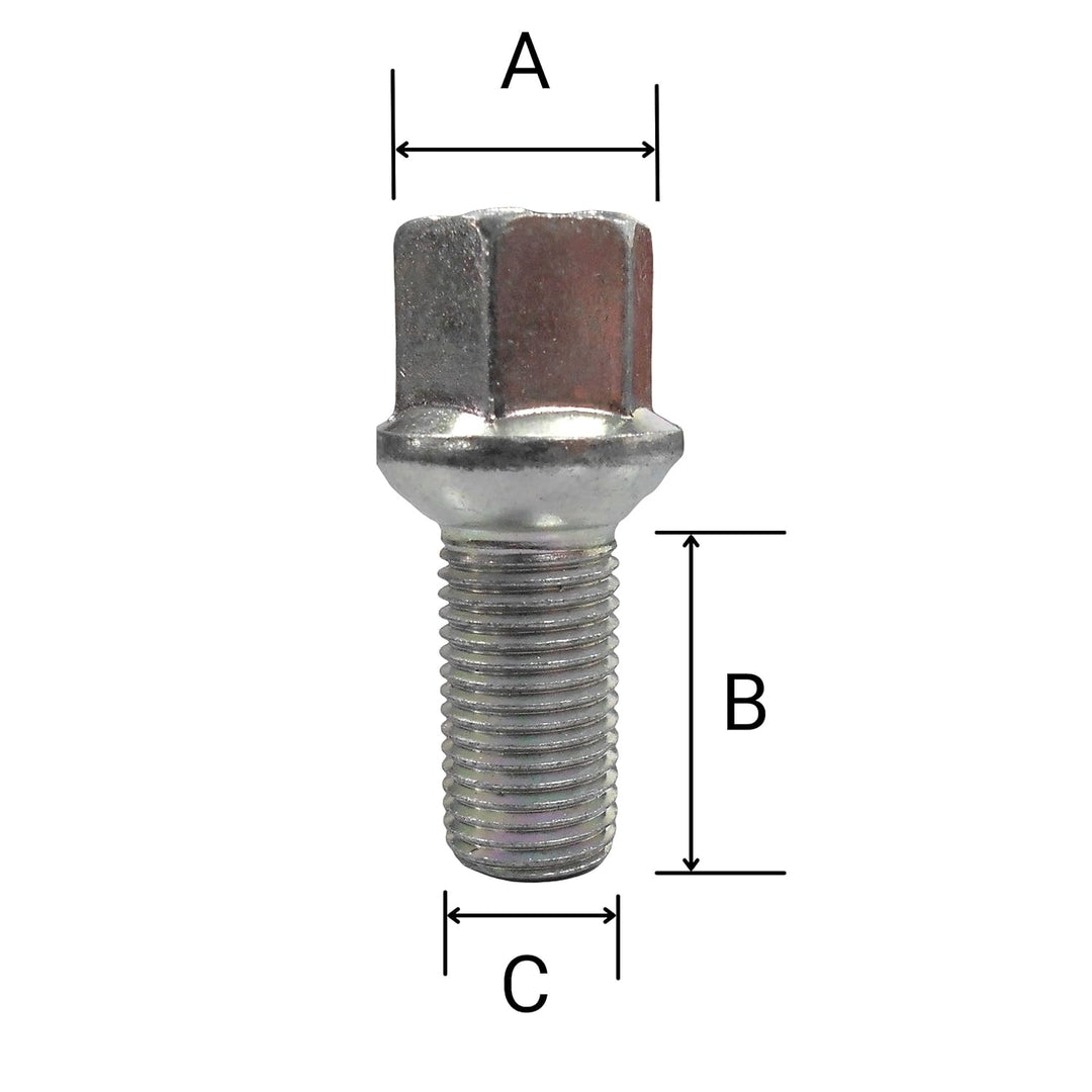 20 Radschrauben Radbolzen schwarz Kugelbund R14 M14x1,5 27mm silber 27 mm (R14), silber 27 mm (R14)