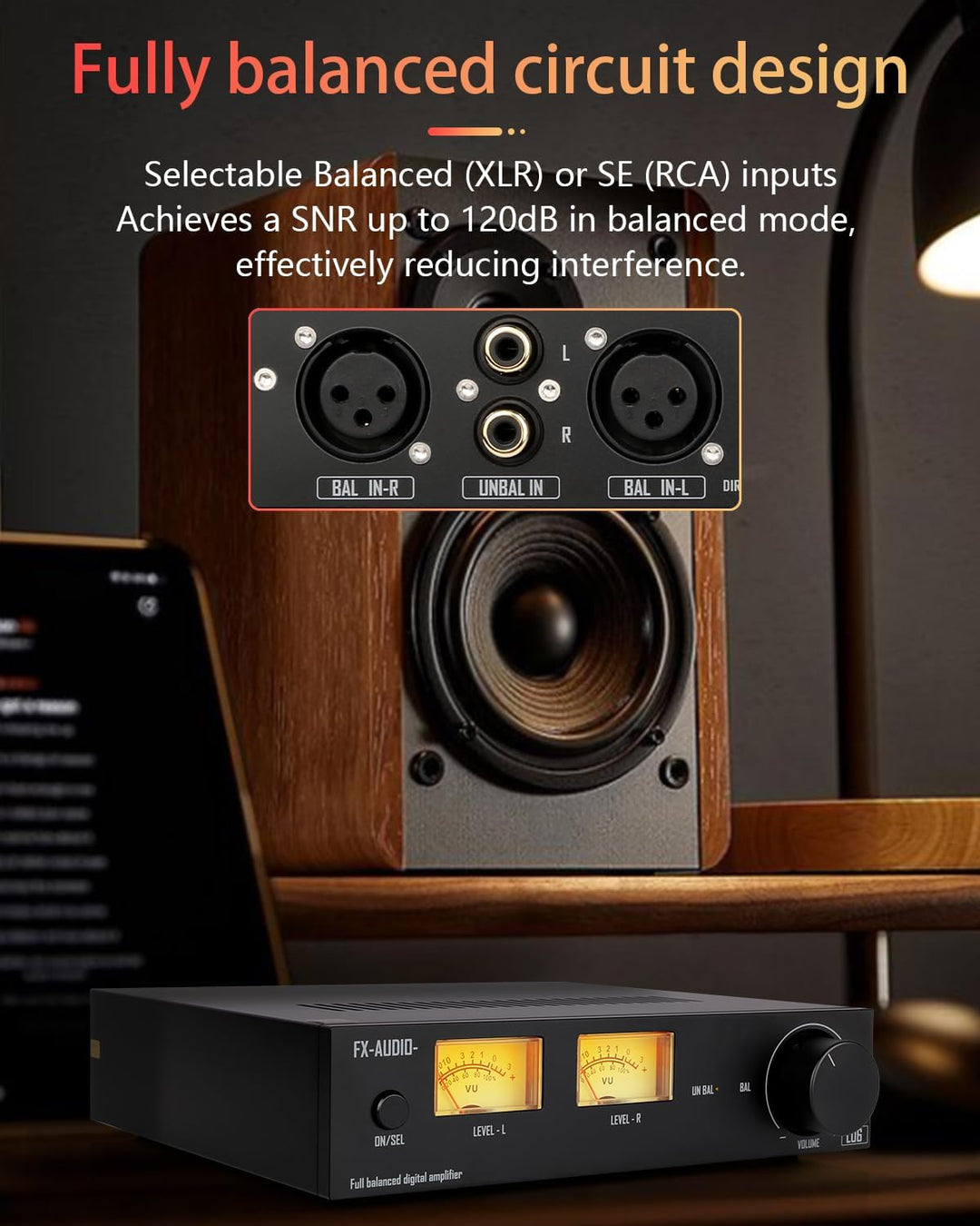 FX-Audio- L06 Vollständig symmetrischer Leistungsverstärker mit VU-Meter – 500 W + 500 W Dual-TPA325