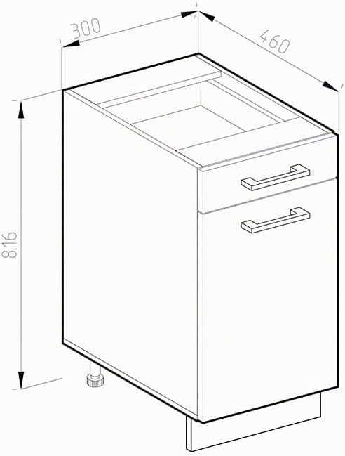 Vicco Küchenunterschrank R-Line, Weiss Hochglanz/Goldkraft Eiche, 30 cm ohne Arbeitsplatte Weiss Hoc