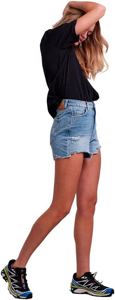 PIECES Damen Pctulla Hw Lb-ba Noos Jeans-Shorts M Light Blue Denim, M Light Blue Denim