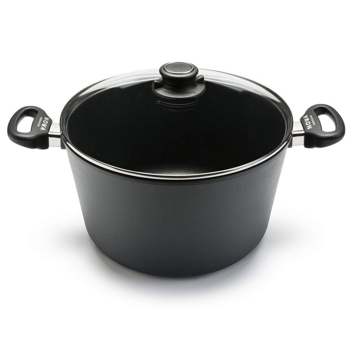 NOWA Aluguss Kochtopf mit Glas-Deckel (28 cm Ø) – Antihaftbeschichteter Topf (16 cm Innenhöhe) mit b