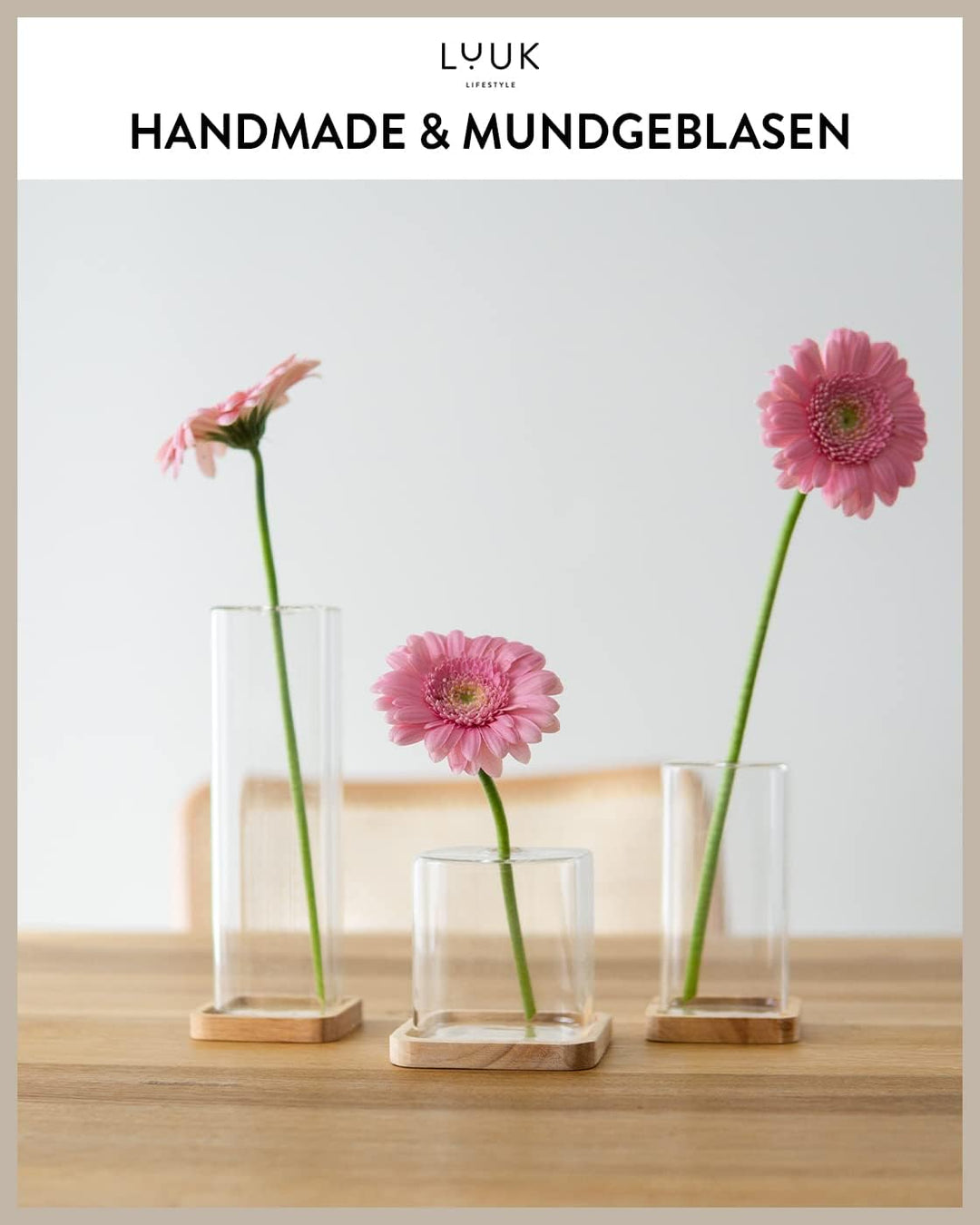 LUUK LIFESTYLE Glasvasen Cube, Deko, kleine Vase, Vasen-Set, minimalistisch, kleine Vase, quadratisc