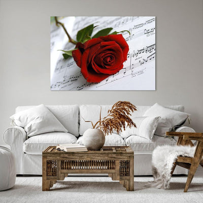 Bilder auf Leinwand 100x70cm Leinwandbild Musik Rose Dekoration romantisch Gross Wanddeko Bild Schla