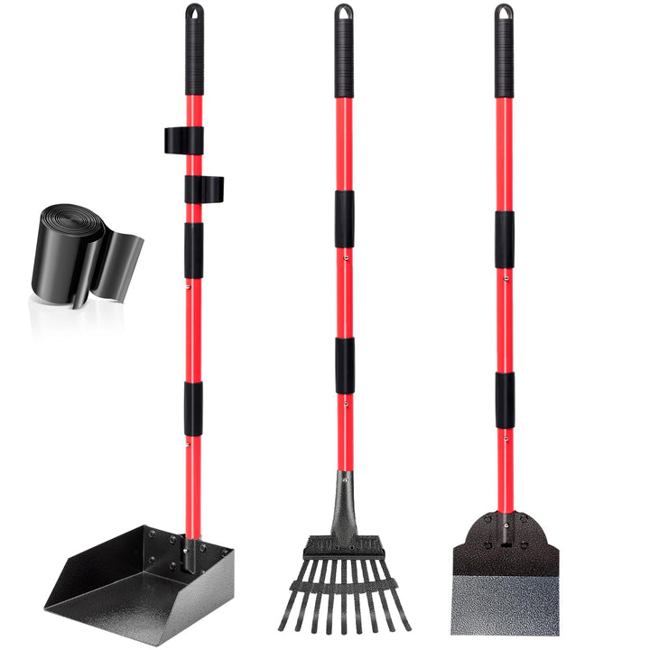 Kotschaufel, Rechen & Schaufel für Hunde mit langem verstellbarem Metallgriff, robuste Kotschaufel m