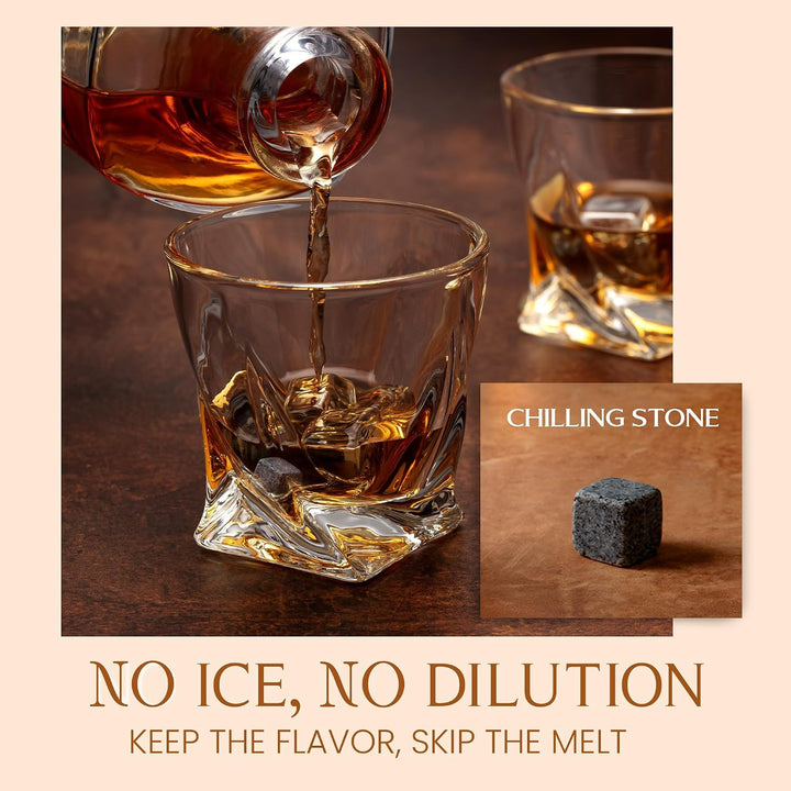 Mixology &amp; Craft Whisky Gläser Geschenkset für Männer &amp; Frauen - 2 Whiskey Gläser, 8 Whisky Steine,
